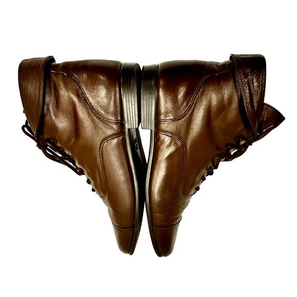 90s Brown Leather Lace-Up Ankle Boots Maine Woods – Academic-Fall Ready | 8.5 - Picture 3 of 10